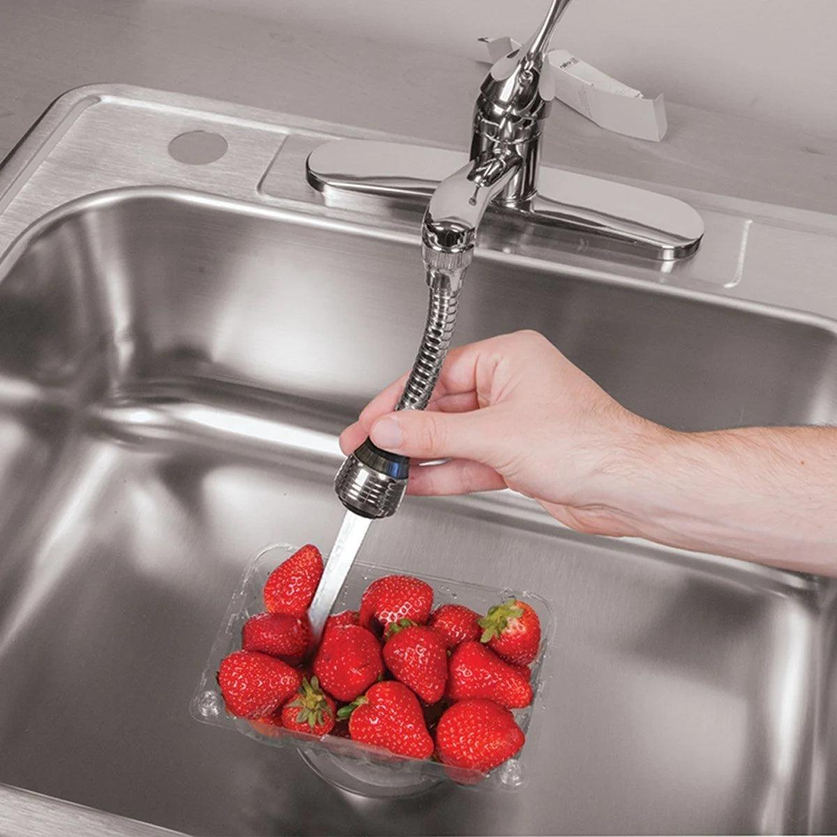 11298 Steel Turbo Flex 360 Flexible 6 Faucet Sprayer Extension Jet Stream/Water Saving Faucet (Silver)