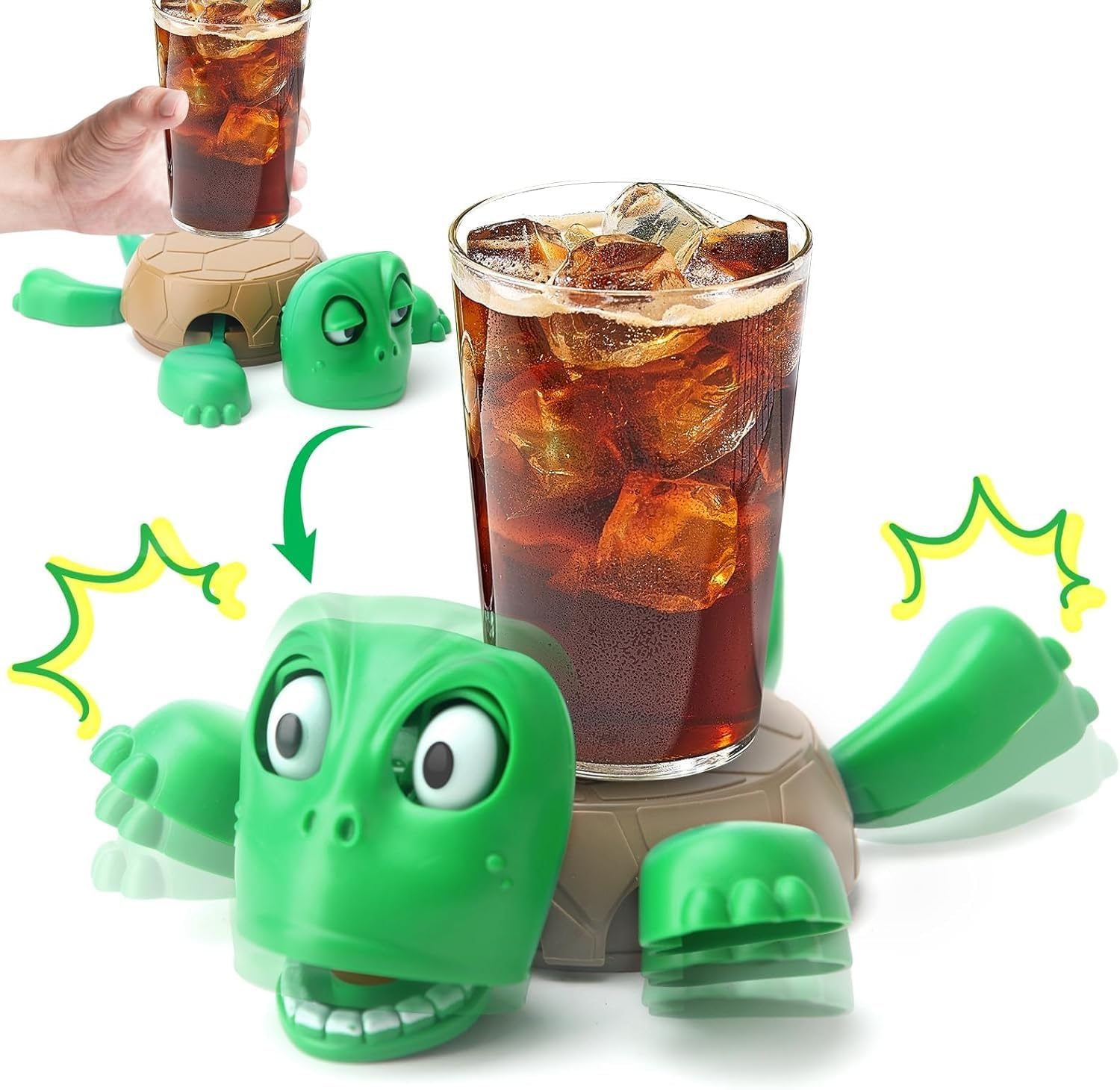 7818 Turtle Cup Holder,Turtle Coaster with Funny Expression, Cup Holder with Liftable Limbs & Expressive Face for Turtles,Tortoise Lover Gag Gifts Home Decor   (Green)