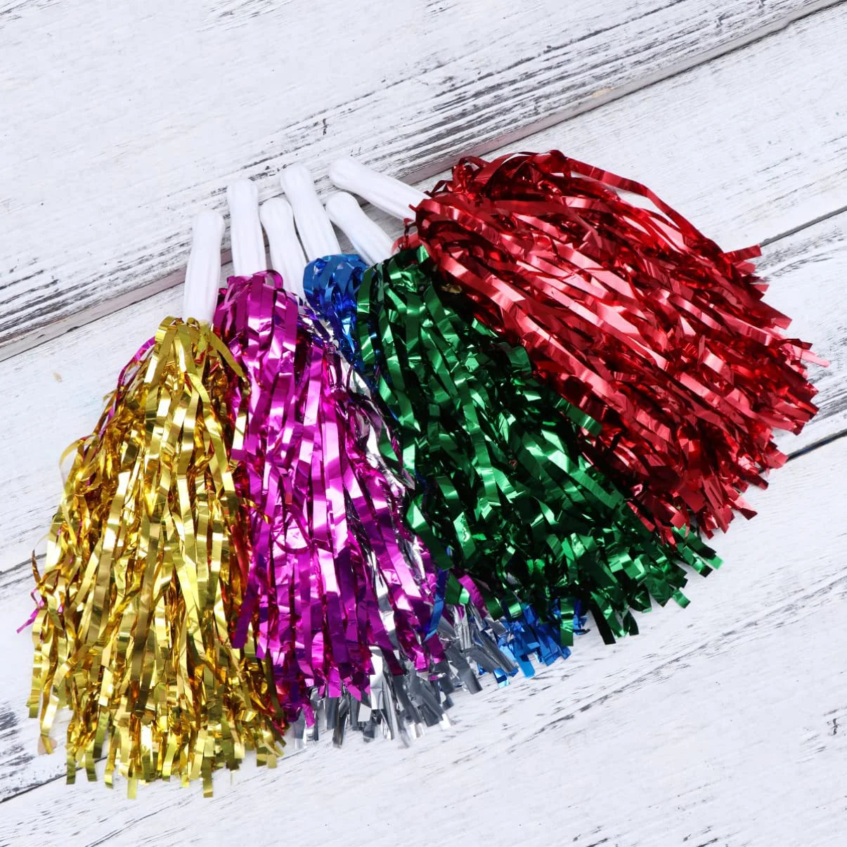 1-8009 (10 pcs ) Handheld Plastic Pom Poms for Party Dance Sports Team