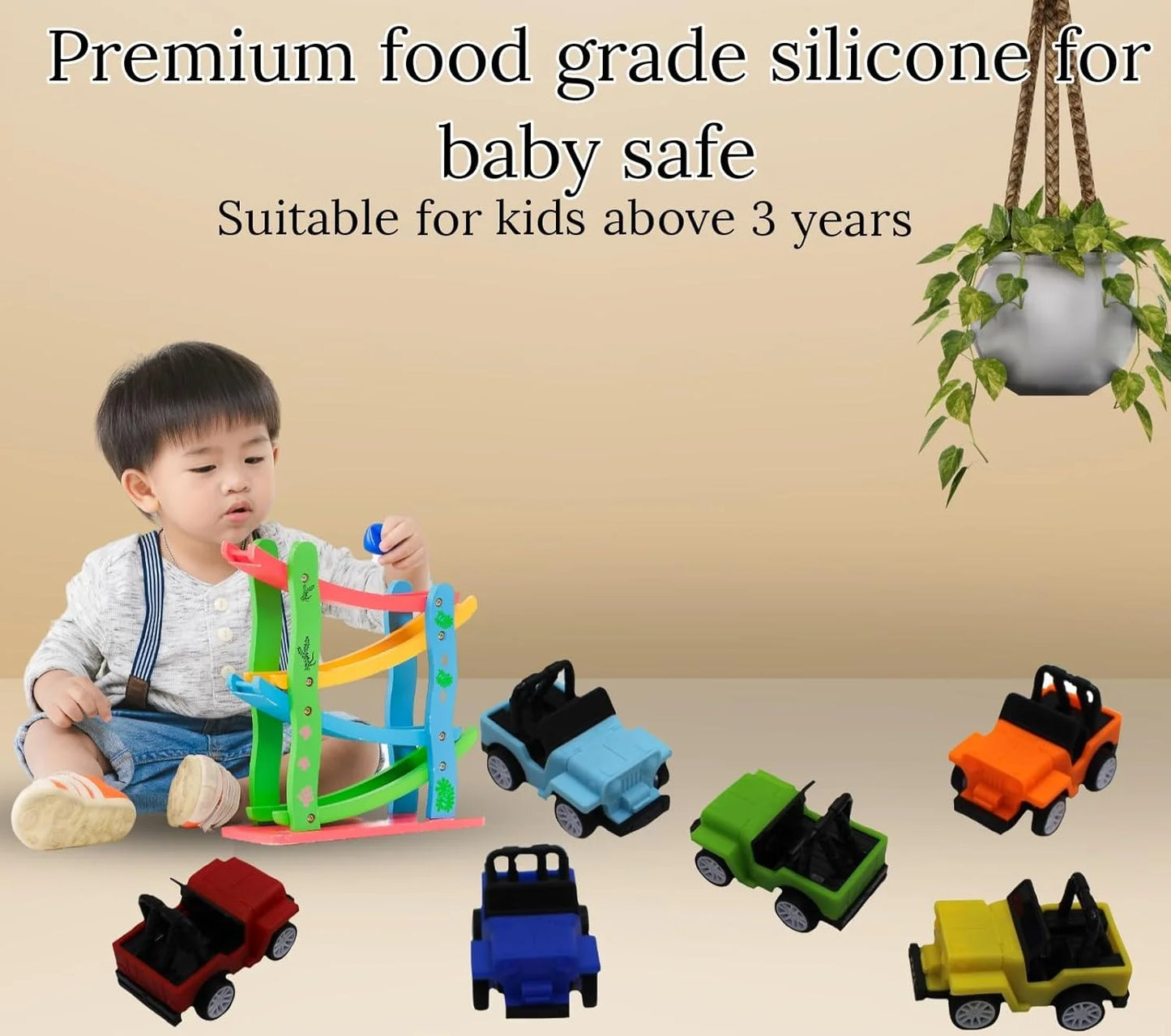 LM-629 {Set of 6} Pull Back SUV Car Toys , Off-Road Jeep & Racer Vehicle Lightweight High-Speed Plastic Body (Multicolor)