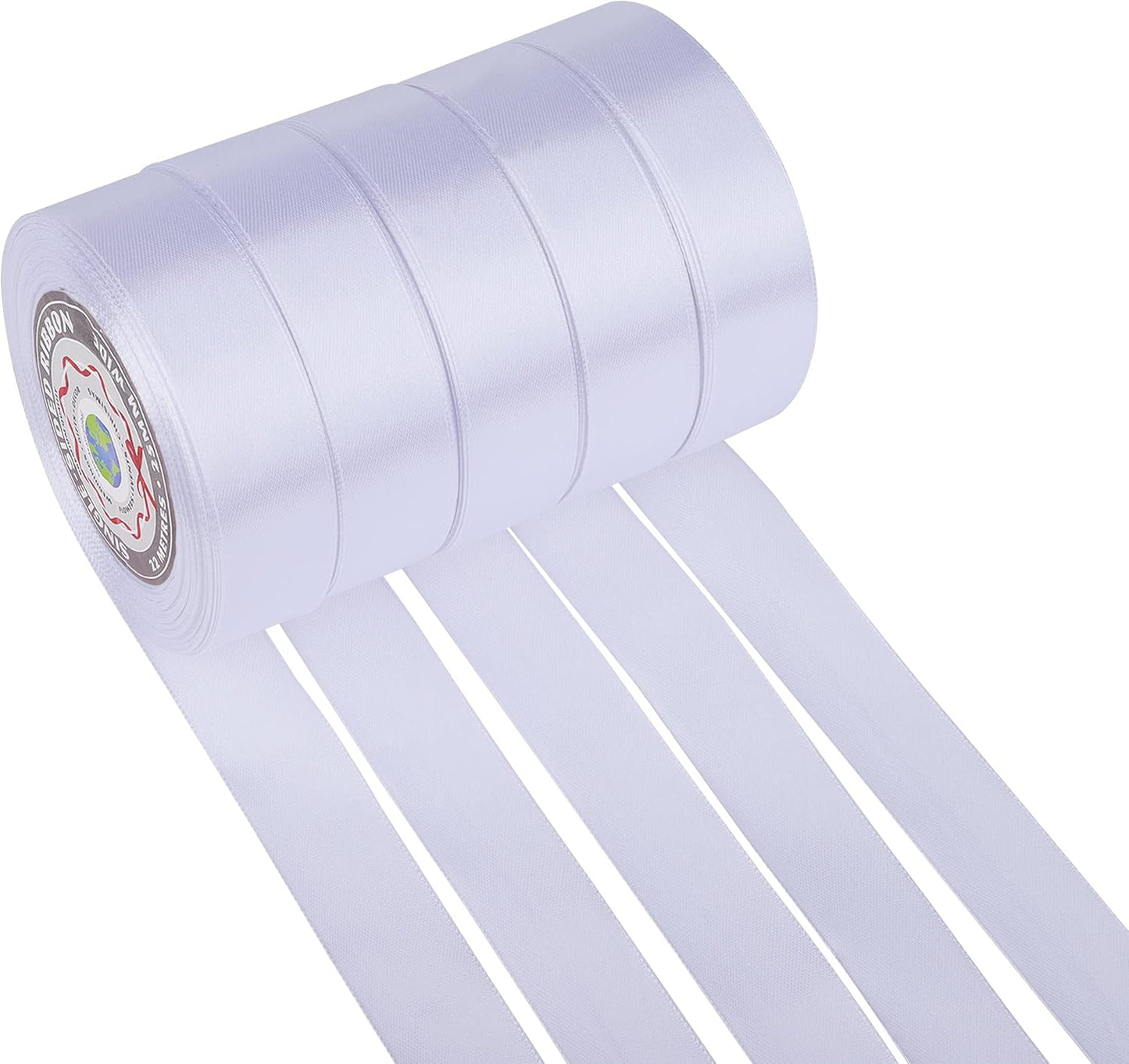 6098 ( 5 pcs ) 1 inchwhitee Satten Ribbon