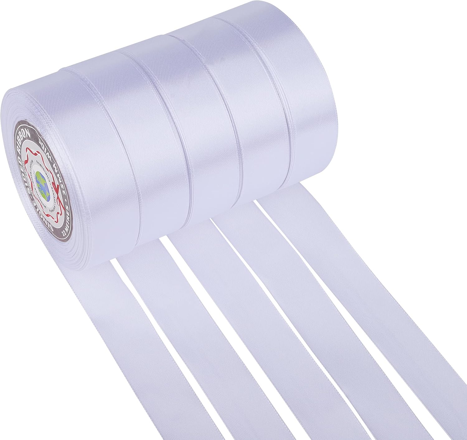 6098 ( 5 pcs ) 1 inchwhitee Satten Ribbon
