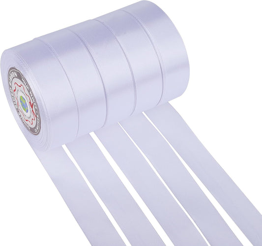 6098 ( 5 pcs ) 1 inchwhitee Satten Ribbon