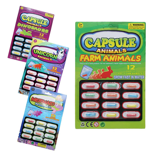 H-A1- 12 Different Shape Magic Foam Mix Animal Capsules Creatures Grow in Water Soft Perfect Activity for Kids