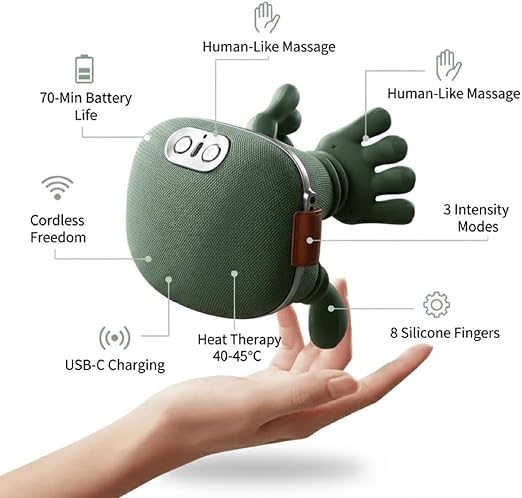 21057 Bionic Heated Neck and Shoulder Massager with 4D Shiatsu Kneading - Wireless Portable Deep Tissue Electric Back Massager for Muscle Relaxation and Pain Relief