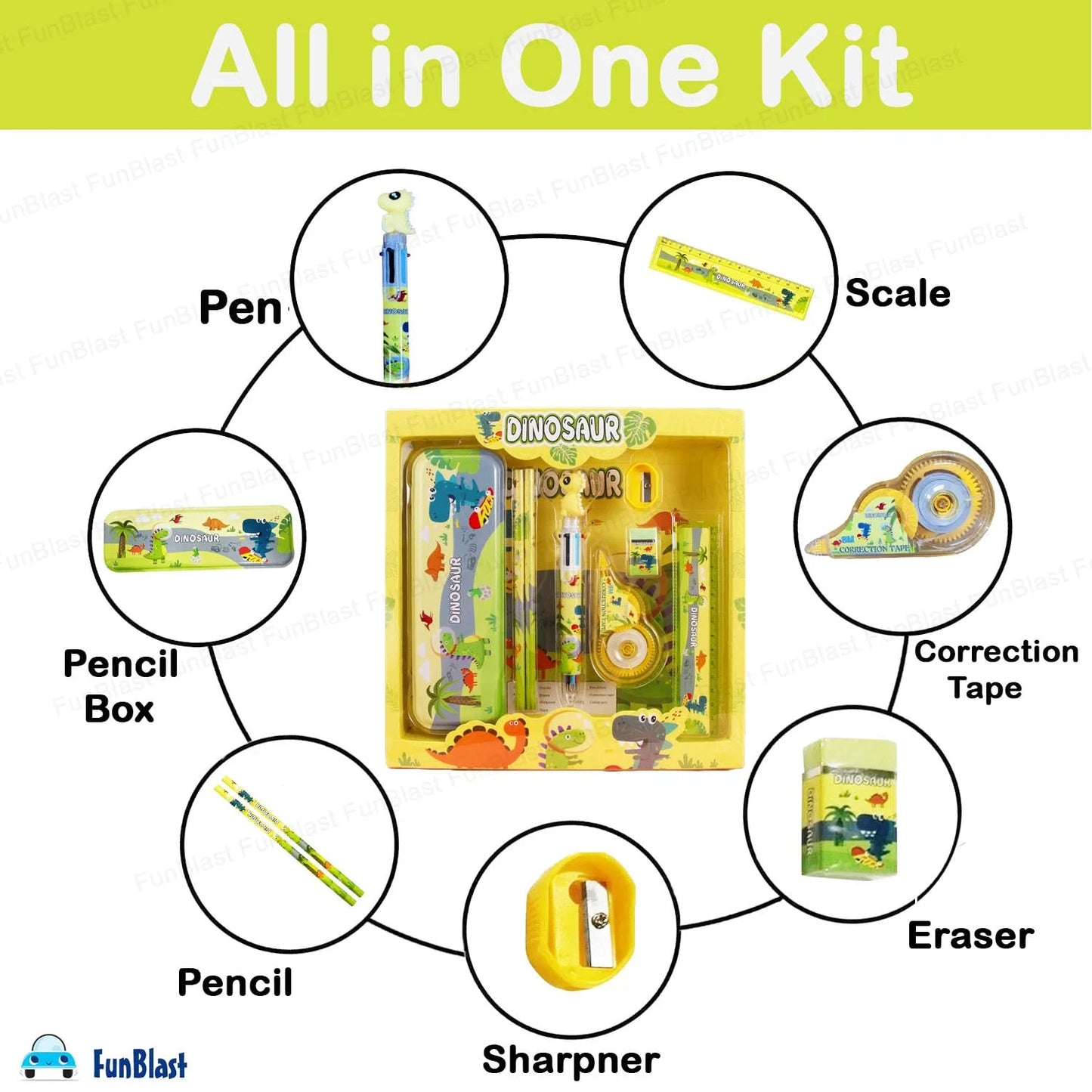 8462 Stationery Kit with Pencil Pen Eraser Sharpener and Pencil Box for Boys and Girls, Birthday Gift for Kids (Multicolor)