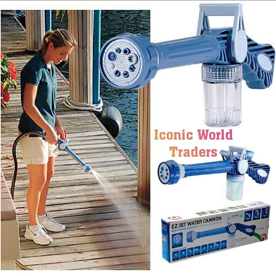 10406 8-in-1 Turbo Water Spray Gun (Blue) | Multi-Function Adjustable Water Hose Nozzle for Car, Garden & Home Use