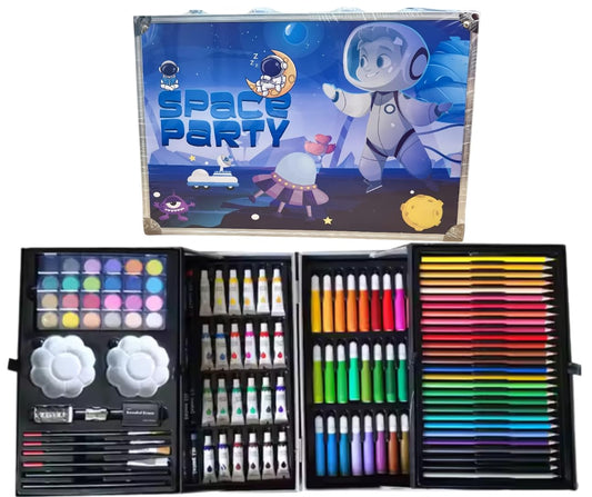 188307   145-Piece Kids Art Set with Space Party Case, Complete Drawing and Painting Kit with Markers, Crayons, Watercolours, Art Supplies for Children