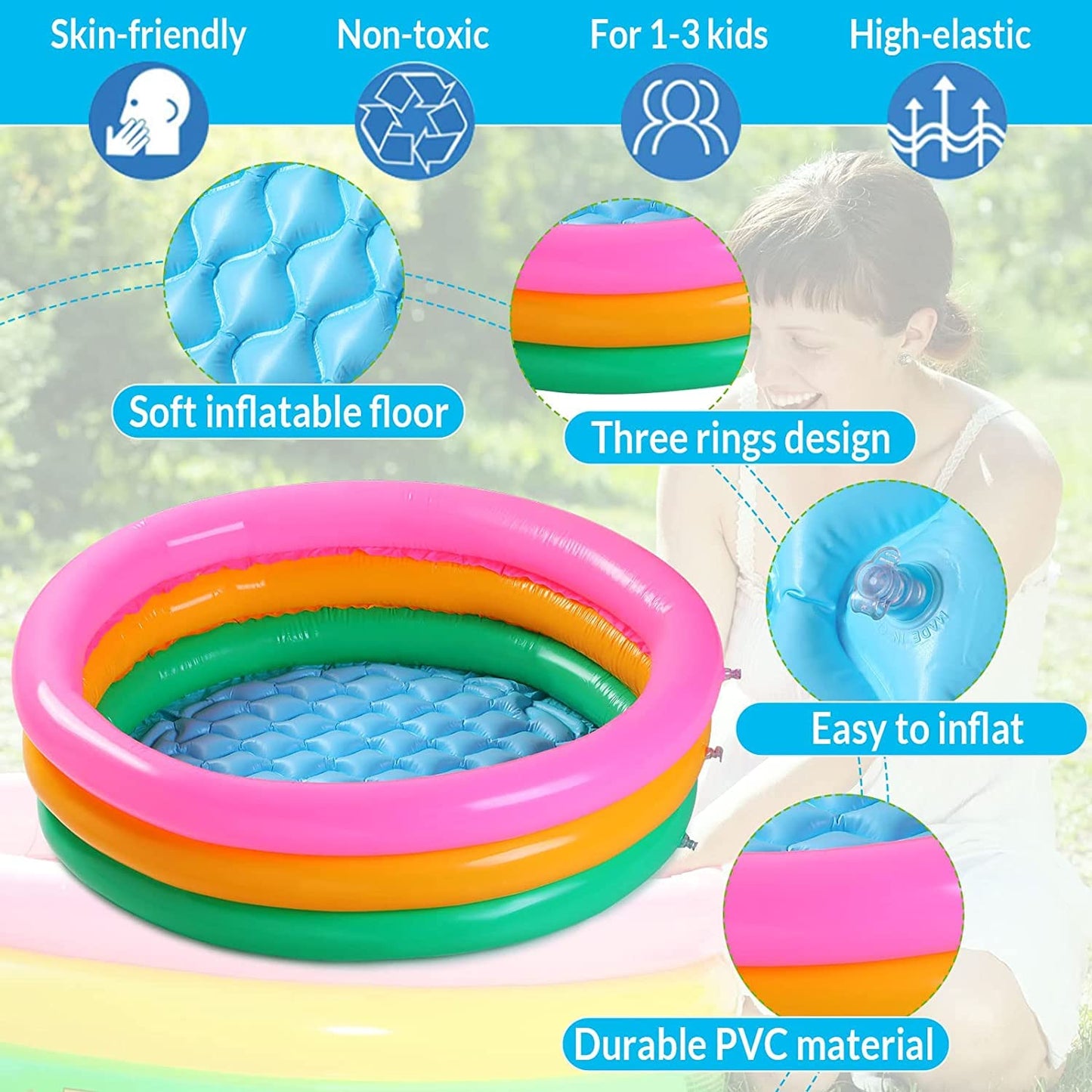57107 Summer Special 2 feet Kid's Inflatable Baby Swimming Pool Bath Tub, 2ft, 3-4 Years Inflatable Baby Water Pool Bath Tub