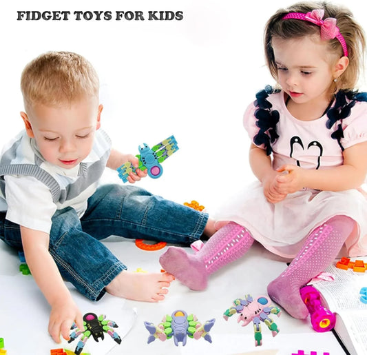 10324 (6 pcs) Fidget Spinners, Transformable Chain Spider Fingertip Toy, Gyro Fidget Sensory Toys, Stress Relief Fidget Toy for Kids Adult