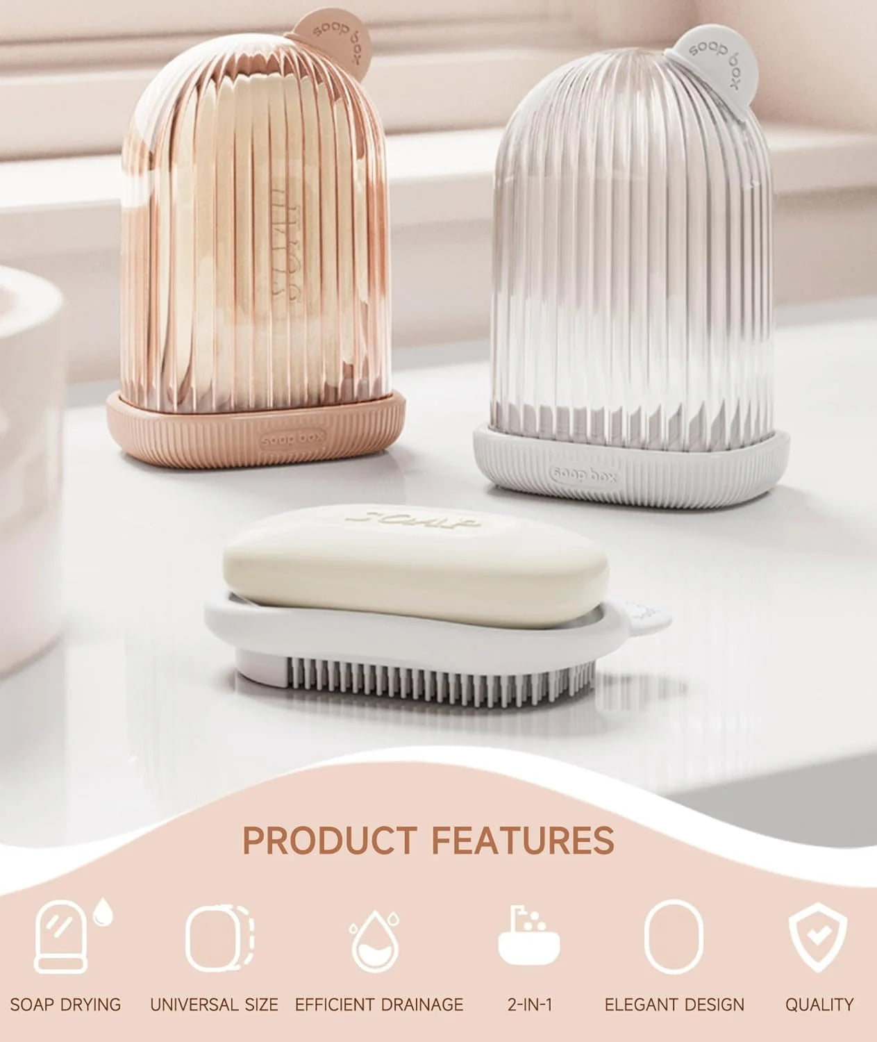 10410 Travel Soap Case, Leakproof Soap Container with Lid, Portable Bar Soap Holder for Traveling, Soap Dished for Bathroom