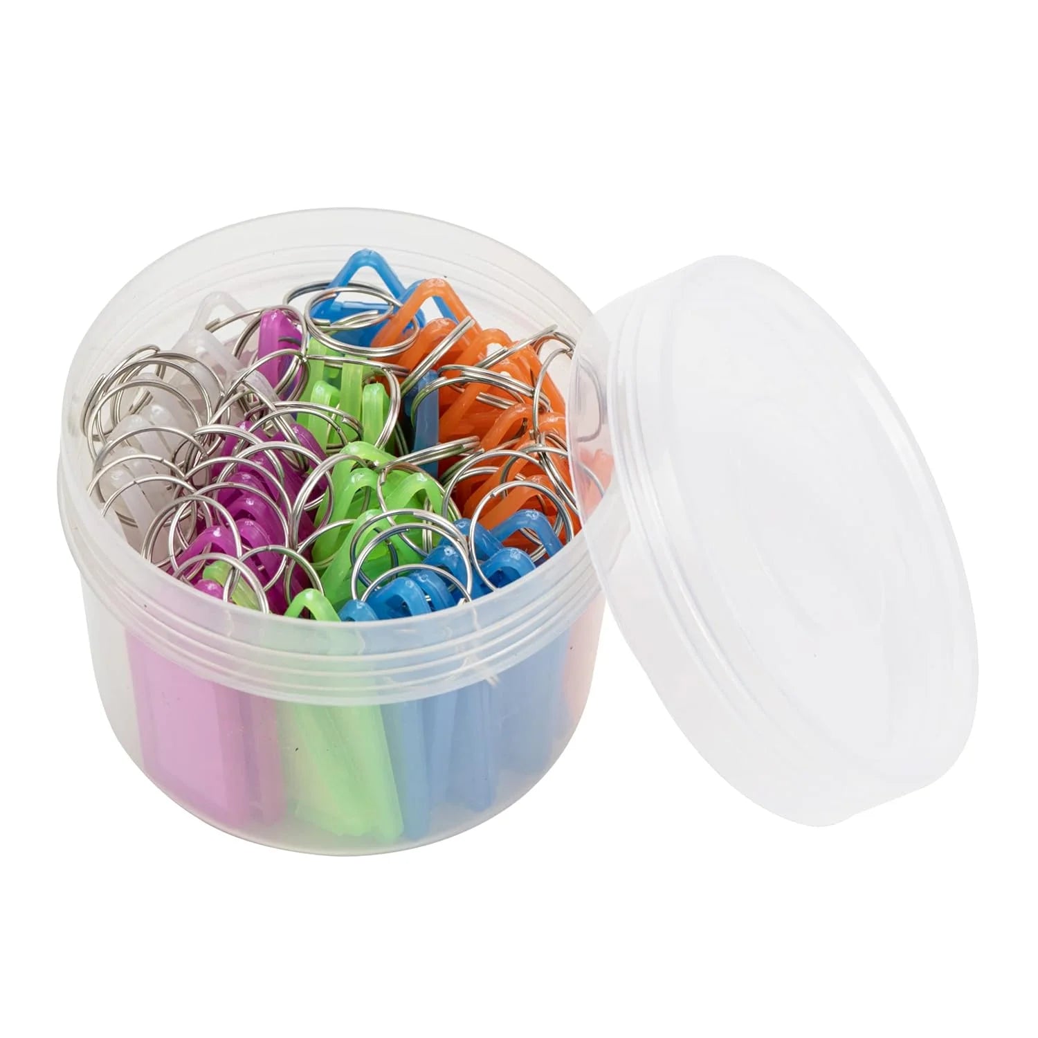 20017 Multicolour Plastic Transparent Keyring & Keychain with Name Tag Two Side Id Label and Split Ring for Office {50 Pcs}