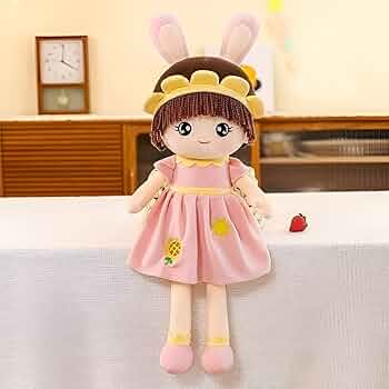 20338 Baby Girl Fluffy Rag Doll Cute Princess Doll Soft Stuffed Plush Toy with Bunny Ear Skirt & Hat Beautiful Fairy Ragdoll Decoration Companion Toys for Kids {36 Cm}