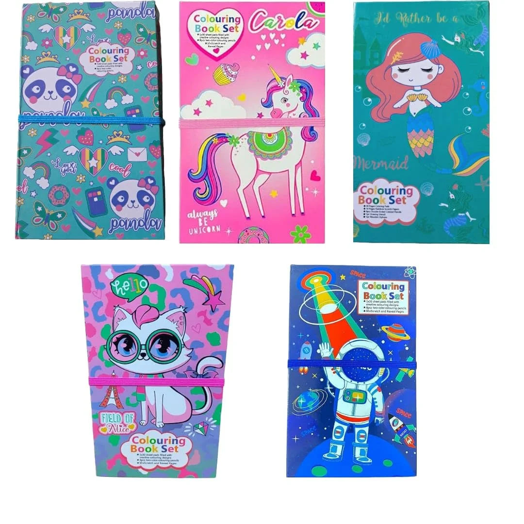 JC-C27003 ( 2 in 1 )Coloring Book Set & Scratch Pad with 8 Dual Color