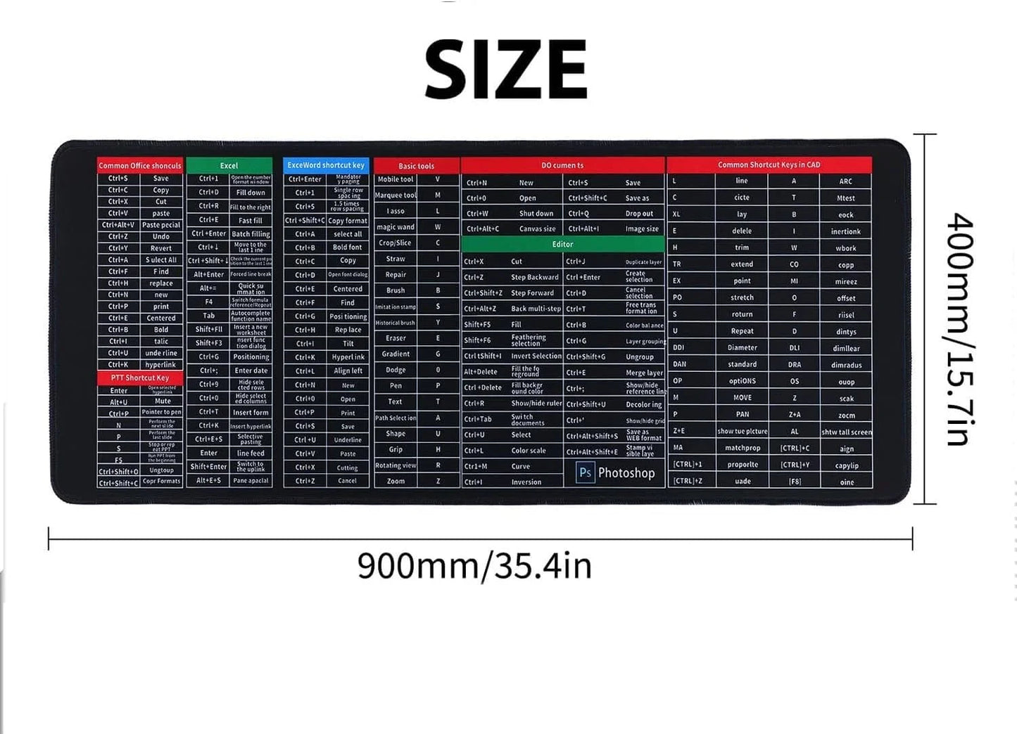 03007 Keyboard ShortCut Key Mat