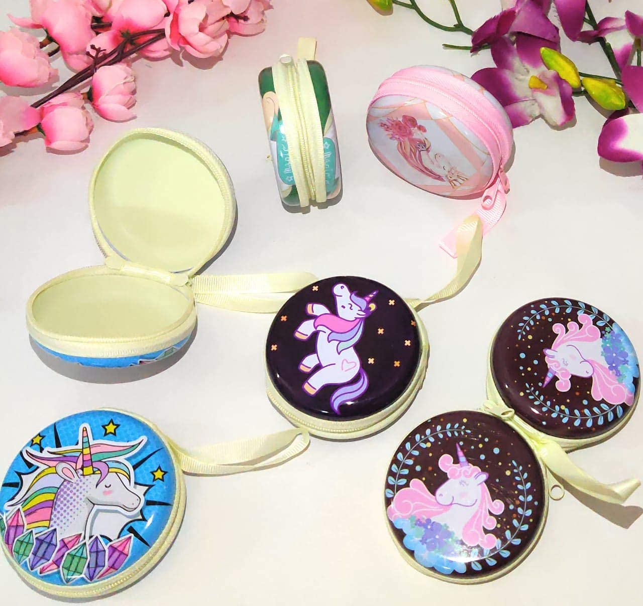 11164 Unicorn Coin Purse, Metal, Small Cute Multipurpose Coin Earphone Pouch Return Gifts for Kids {Random Color}