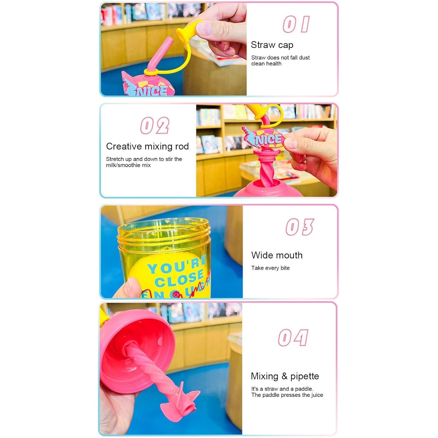 10062 Lucky Water Bottle with Straw for School Kids, Quirky Quote Water Bottle With Stirer | Straw Sipper