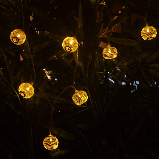 YGD52 Golden Metal Lantern String Lights for Indoor Outdoor Decoration Diwali Light for Party Birthday Diwali Christmas Navratri