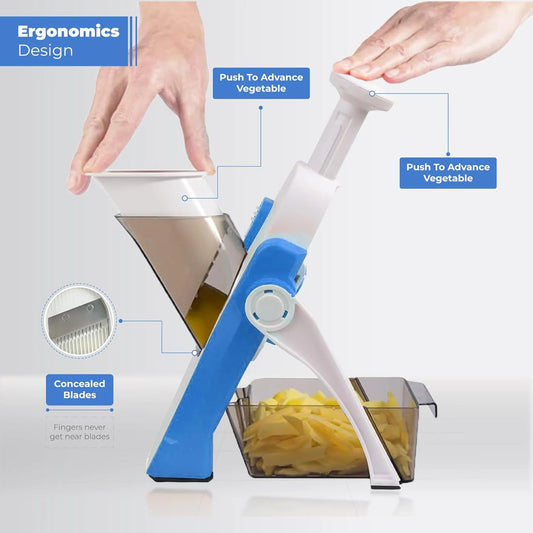 RH-688 Multifunctional Vegetable Slicer Shredder Dicer Chopper with Thickness Adjuster, 30+ Different Cutting Style