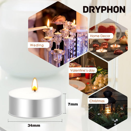 21353 Pure Source India Smokeless Unscented White Tea Light Candles (Set of 50)