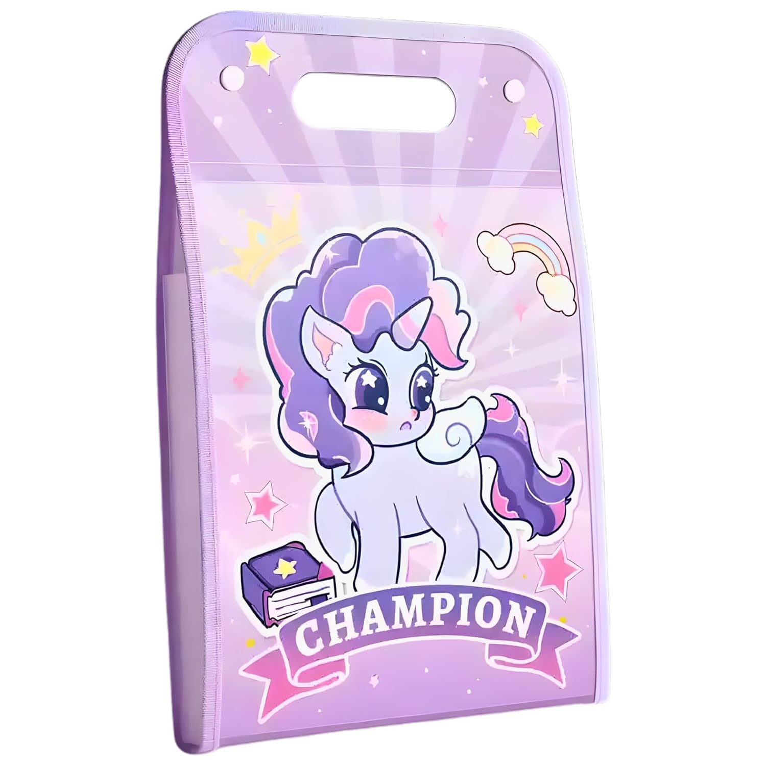 20473 Unicorn Theme 13-Fold Expanding File Folder – Cute Pastel Unicorn Document Organizer with 13 Pockets, Button Lock and Handle for School, Office, Homework, Art Papers & Kids Stationery