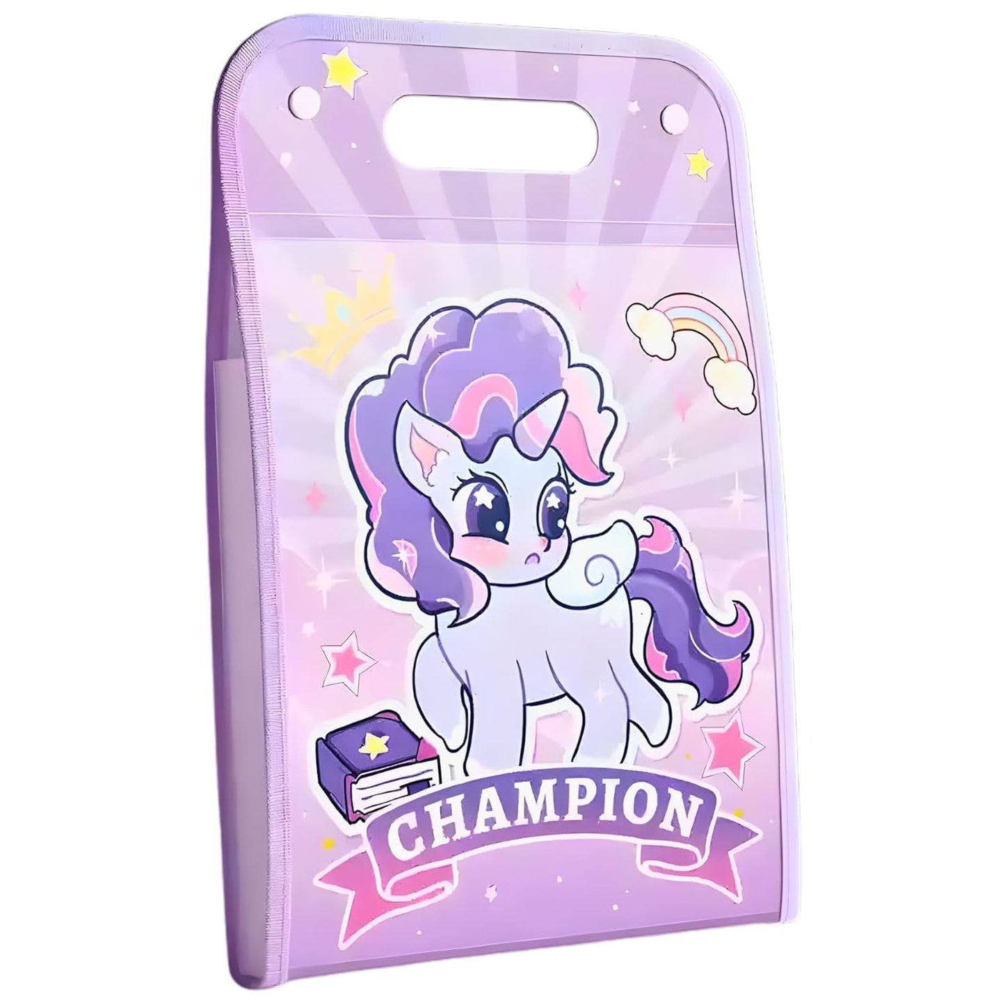 20473 Unicorn Theme 13-Fold Expanding File Folder – Cute Pastel Unicorn Document Organizer with 13 Pockets, Button Lock and Handle for School, Office, Homework, Art Papers & Kids Stationery