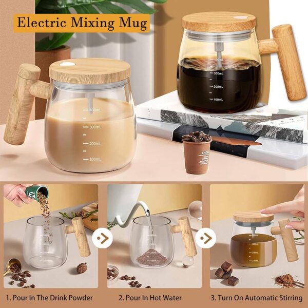 A-750 Glass 500 mL Self Stirring Coffee Mug-Electric High Speed Mixing Cup, For Home