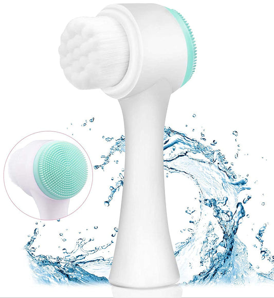 20552 Manual Facial Cleansing brush, 2-in-1 Skin Care face brush, silicone facial scrubber Manual Dual Face Wash Brush for Deep Pore Exfoliation Massaging