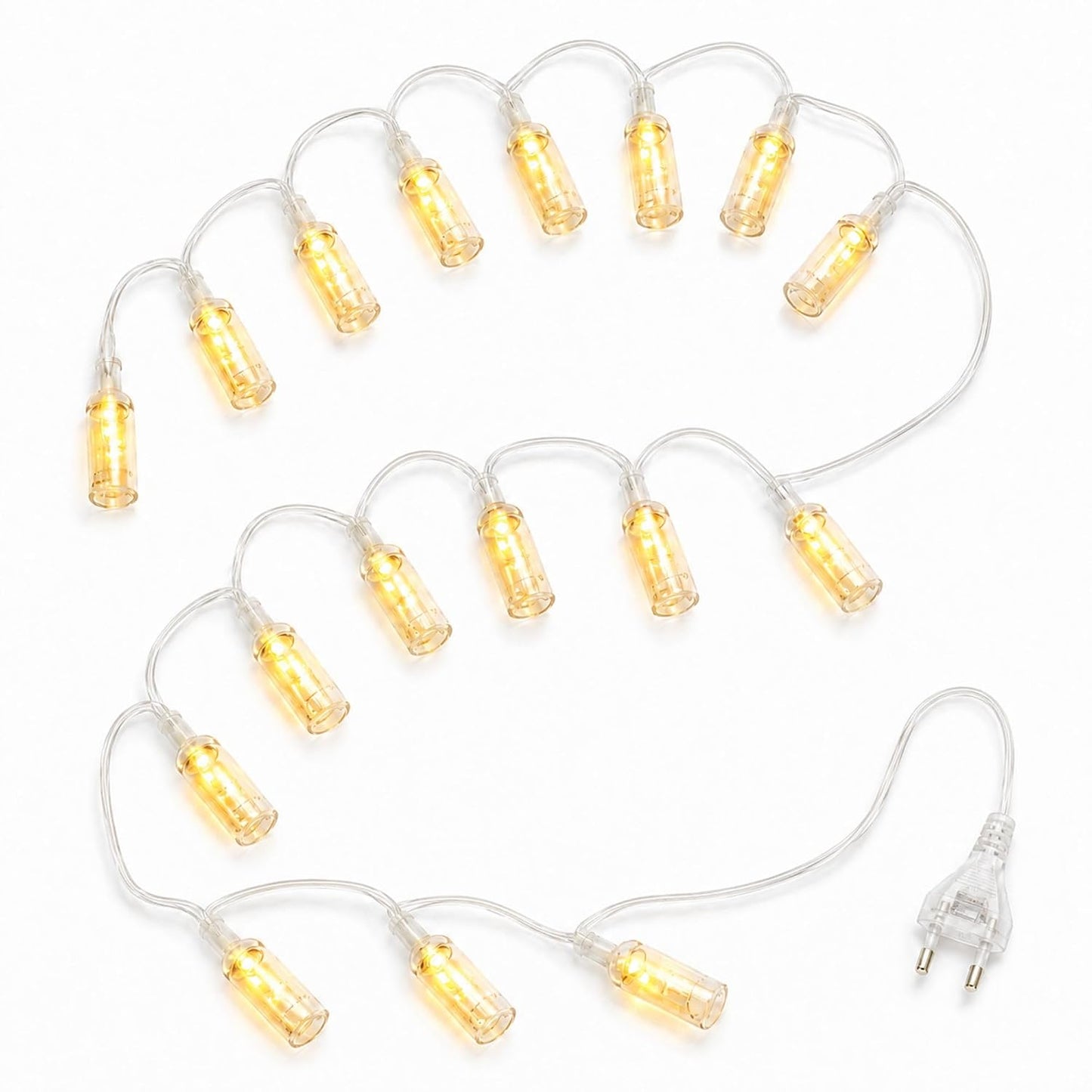 21106 LED Bottle String Light, Warm Yellow, Transparent Gel Wire Plug in
