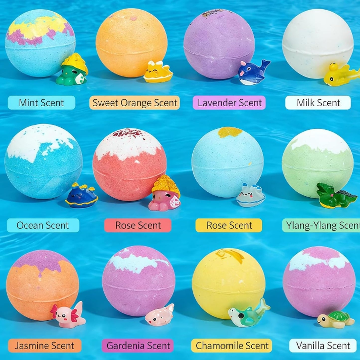 AB-168-A Bubble Treasure Bath Bombs, Splashy Surprises Bath Bombs,  Kids Bath Bombs with Surprise Spring Toys Inside