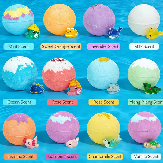 AB-168-A Bubble Treasure Bath Bombs, Splashy Surprises Bath Bombs,  Kids Bath Bombs with Surprise Spring Toys Inside