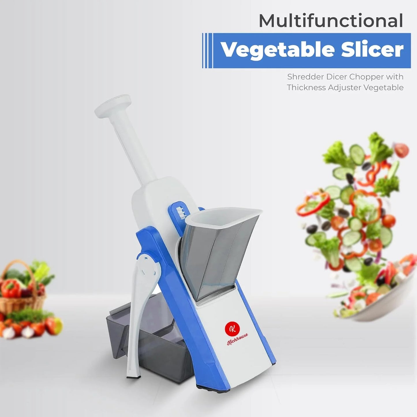 RH-688 Multifunctional Vegetable Slicer Shredder Dicer Chopper with Thickness Adjuster, 30+ Different Cutting Style