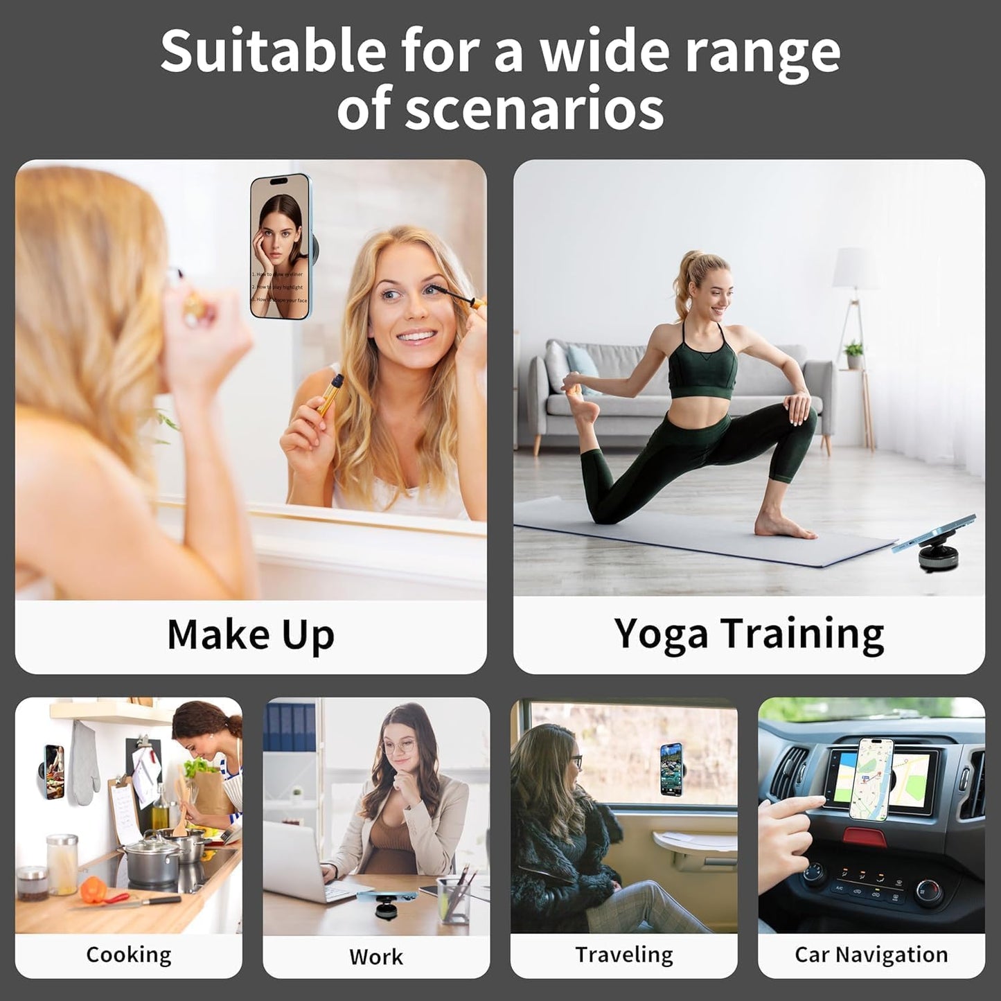 K009 Vaccum Magnetic Phones Holder 360°, Magnetic Car Phone Mount, Hands-Free Suction Cup Phones Holde