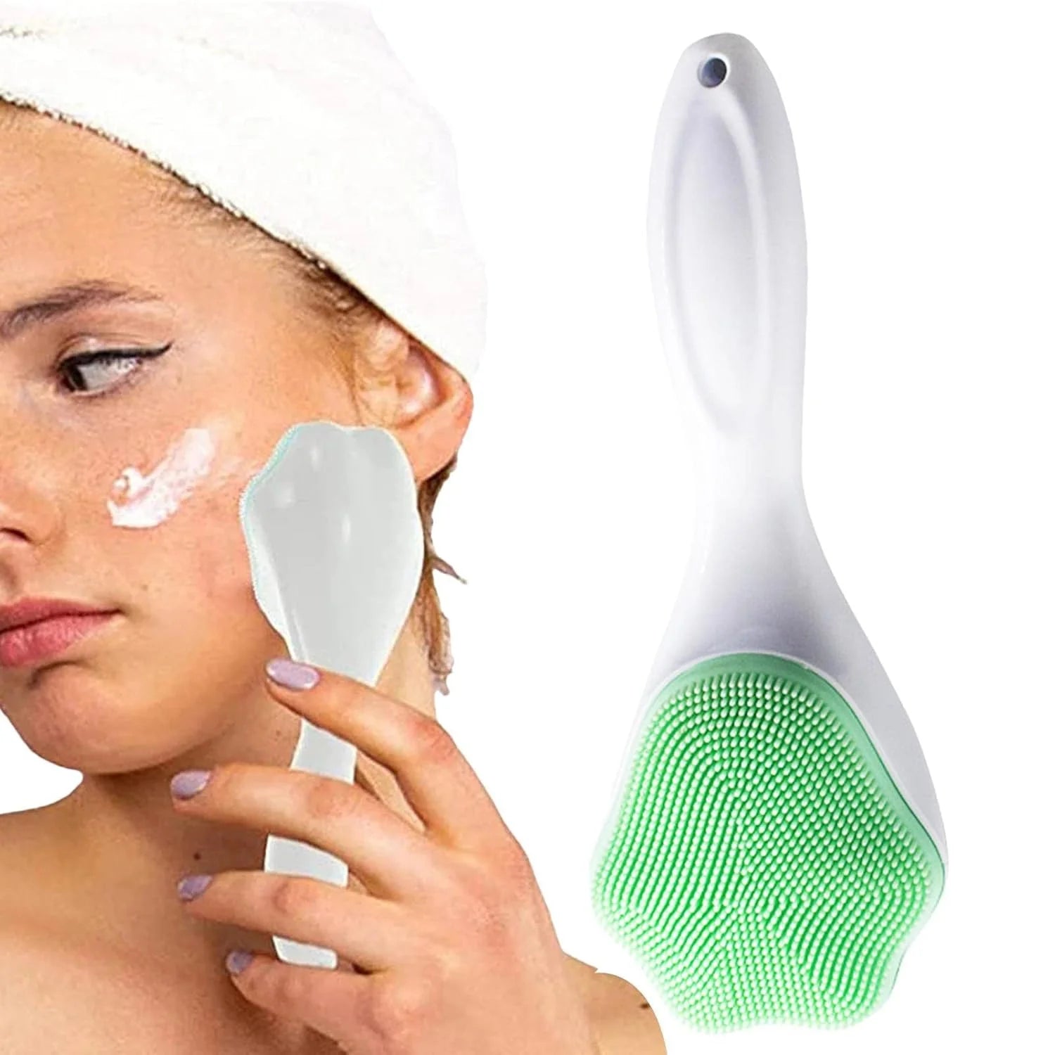 10797 Silicone Face Scrubber Exfoliating Brush, Manual Handheld Facial Cleansing Brush