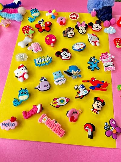 211783 Cute Cartoon 3D Decorative Charms & Stickers – Assorted Designs for Bags, Stationery & Accessories