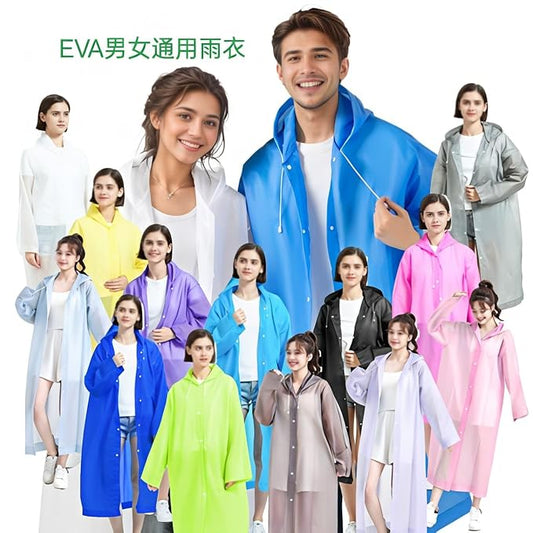 20717 Waterproof PE Plastic Raincoat with Hood for Men & Women | Lightweight Reusable Rain Wear | Snap Button Closure | Portable Emergency Outdoor Rain Protection {All age}