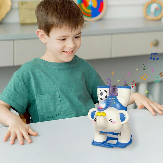 677B Musical Elephant Toy with Blowing Ball, Light & Sound, Battery Operated, Colorful Lights, Fun Sound Effects {Multicolor}