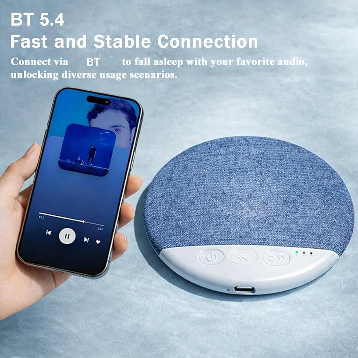 21305 Under Pillow Speaker for Sleeping, Ultra Thin Portable Wireless Bone Conduction Speaker with White Noise, Auto-Off Function, for Side Sleepers Sleep Difficulties