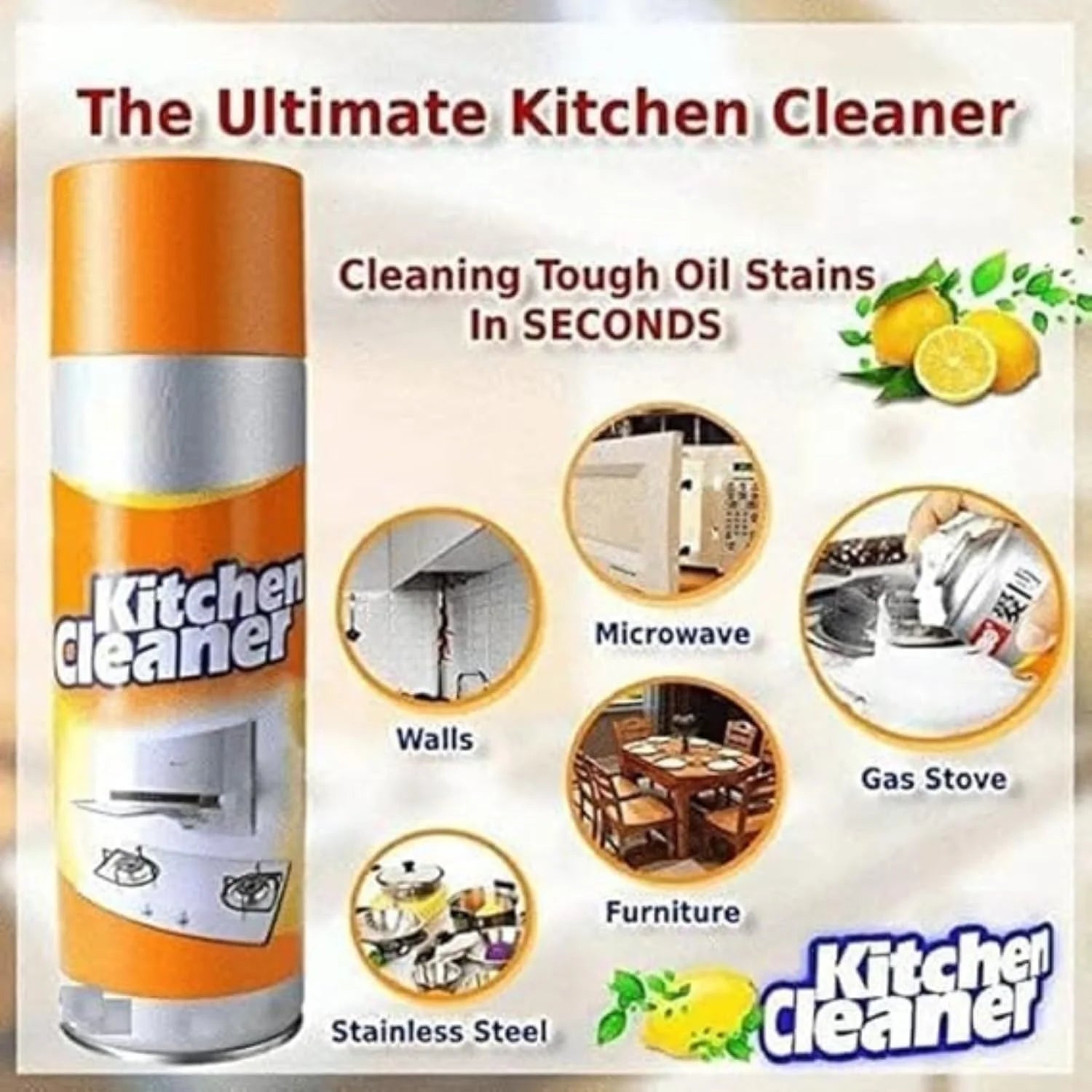 10414 Multipurpose Bubble Foam Cleaner Spray 500ml ,Kitchen Cleaner Spray ,Oil & Grease Remover