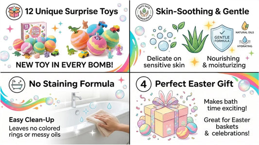AB-168-A Bubble Treasure Bath Bombs, Splashy Surprises Bath Bombs,  Kids Bath Bombs with Surprise Spring Toys Inside