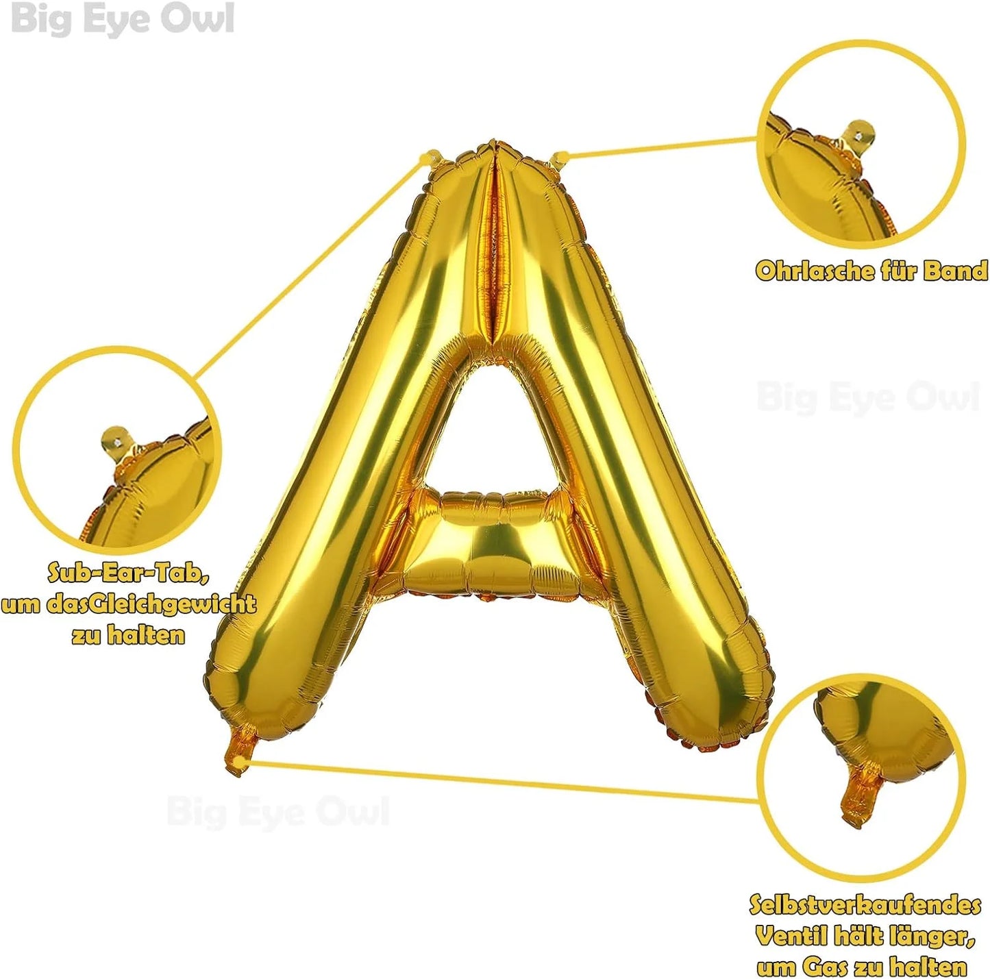 9005 – (10 pcs) A Gold Letter Foil Balloon
