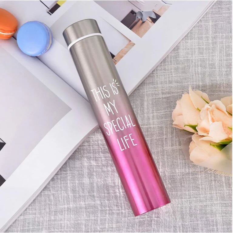 10740 Stainless Steel Slim Thin Vacuum Insulated Thermos Bottle 310 ml Steel Bottle Multicolor