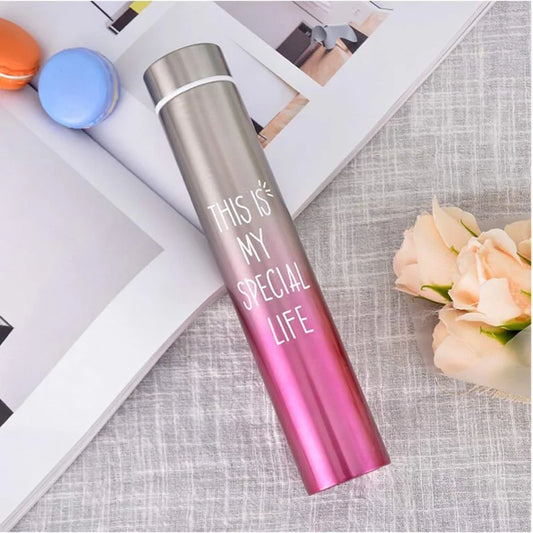 10740 Stainless Steel Slim Thin Vacuum Insulated Thermos Bottle 310 ml Steel Bottle Multicolor