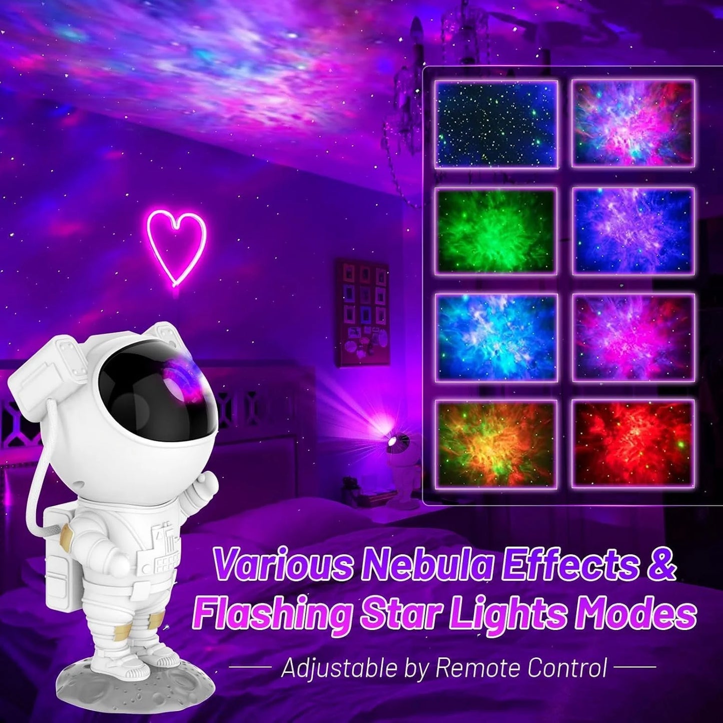 10083 Astronaut Starry Sky Galaxy Projector, Astronaut Star Projector with Timer and Remote Control, 360° Rotatable Head, Adjustable Brightness and Speed,