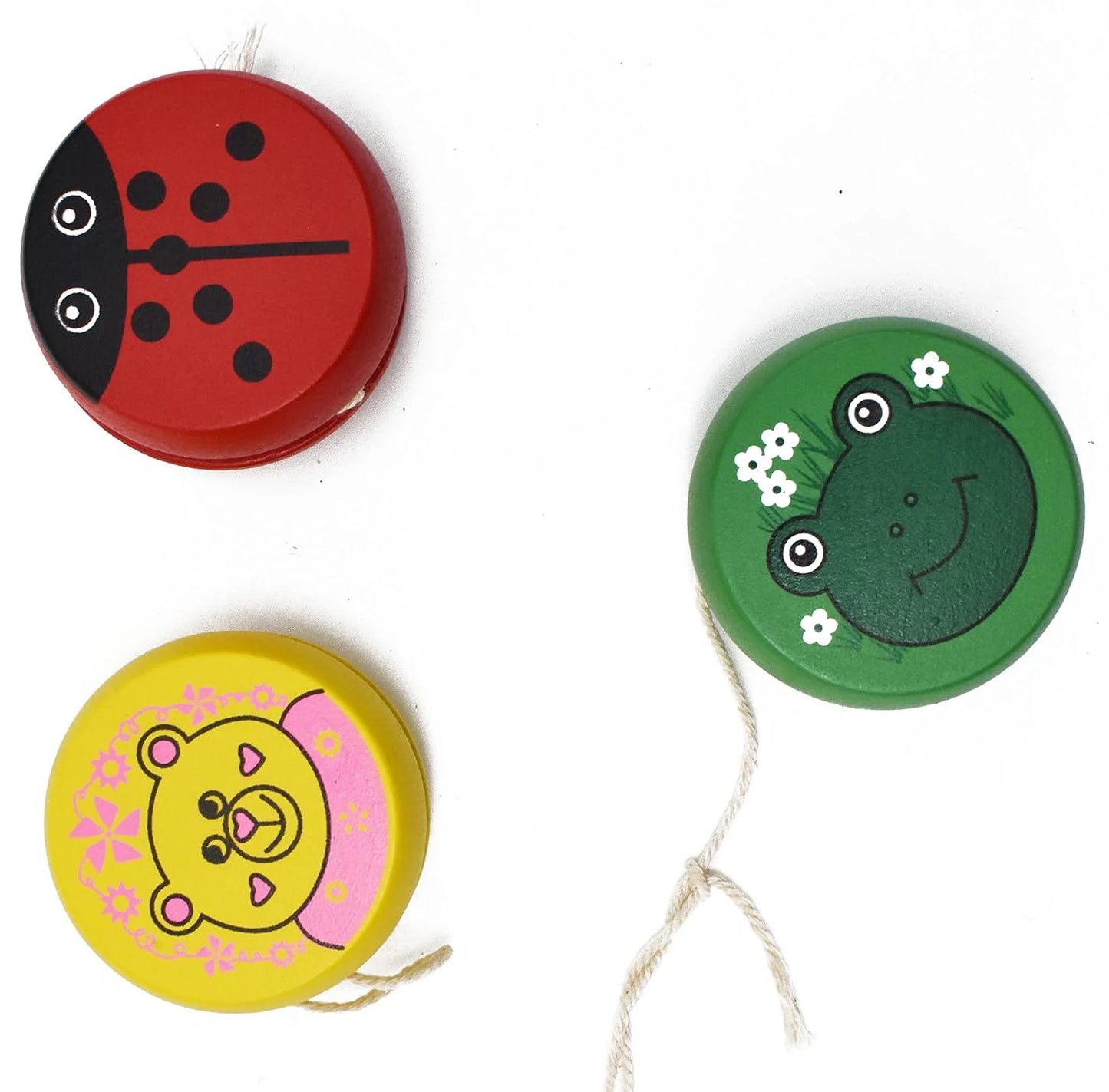 8049 Wooden Yoyo Spinner Toys for Kids (Multicolour) Pack of 12