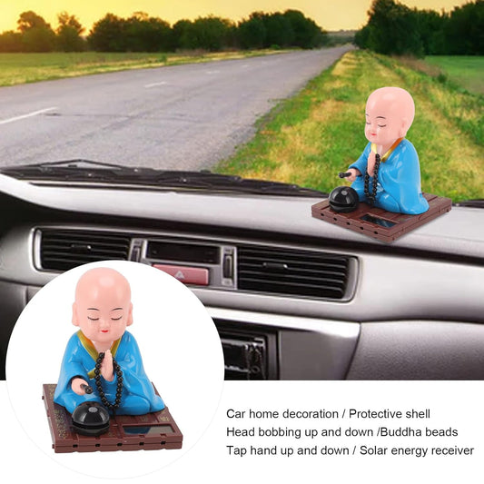 20594 Little Monk Figurine, Solar Chinese Little Buddha Monk Statue, Bring Good Fortune Decoration Ornament, Funny Car Shaking Head Toy
