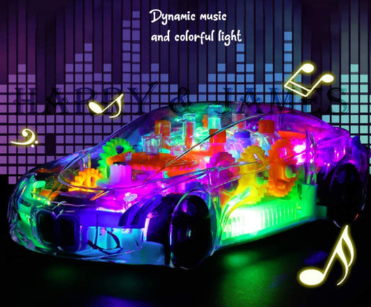 333-48 Transparent Concept car 3D Super Car Toy, Car Toy for Kids with 360 Degree Rotation, Gear Simulation Mechanical Car, Sound & Light Toys for Kids