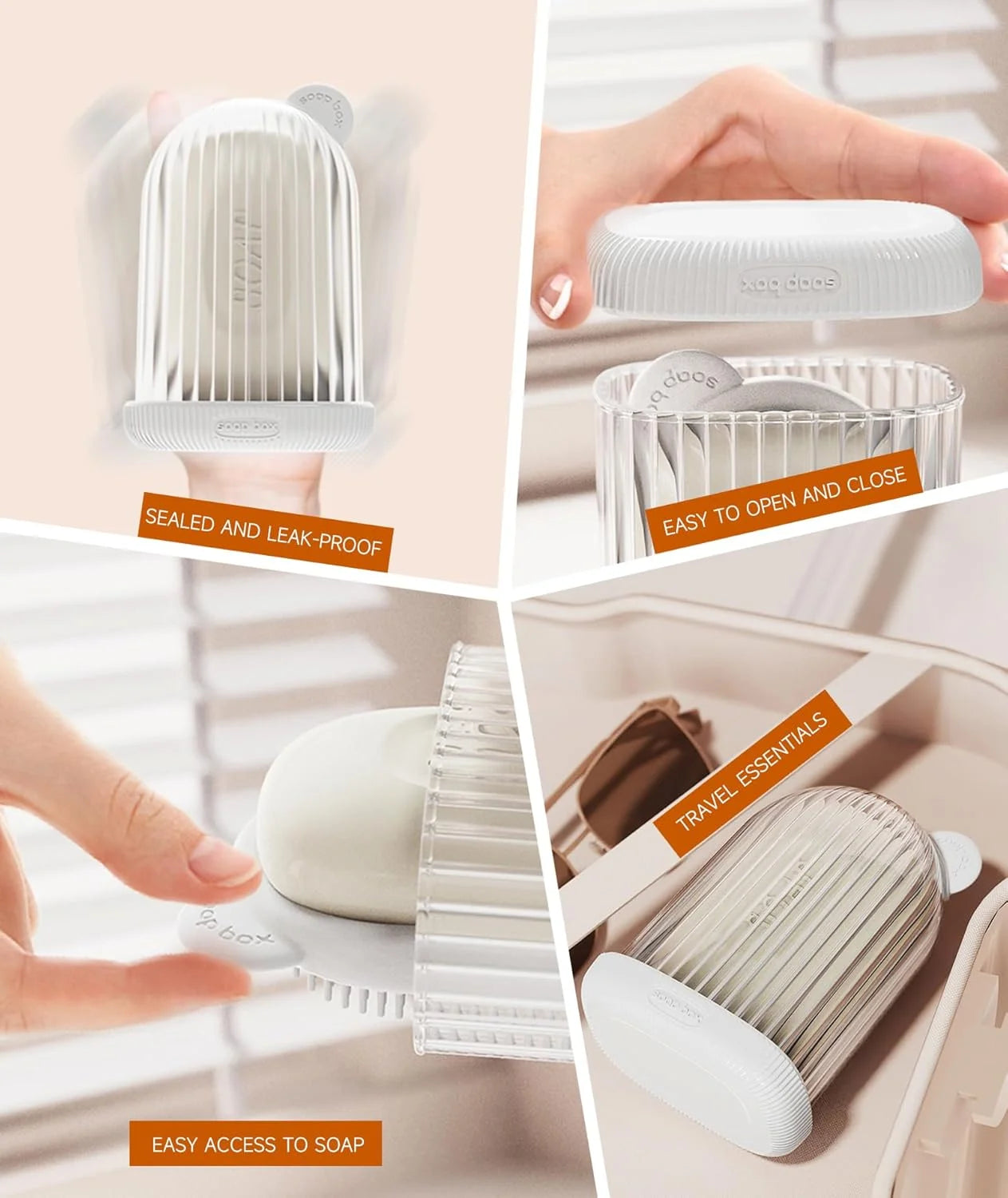 10410 Travel Soap Case, Leakproof Soap Container with Lid, Portable Bar Soap Holder for Traveling, Soap Dished for Bathroom