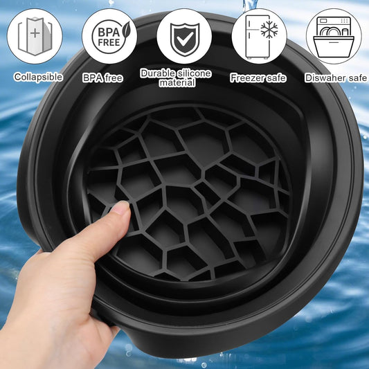 20577 Face Bowl for Ice with Built-in Ice Tray – Collapsible Silicone Facial Ice Bath Bowl for Cold Plunge Therapy