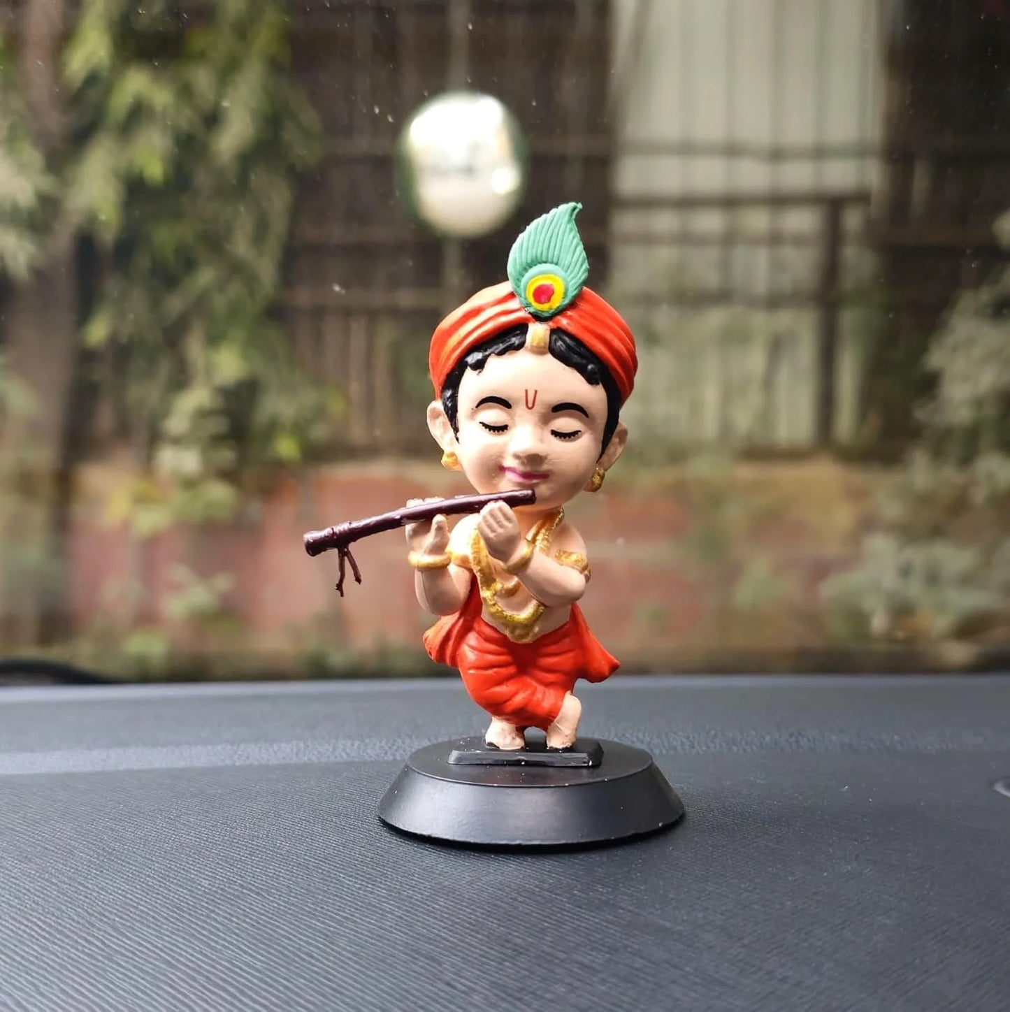 005002 Lord Shree Krishna Ji Idol for Car Dashboard, Office Table,Home Decor Little Mor Pankh & Bansuri Figurin